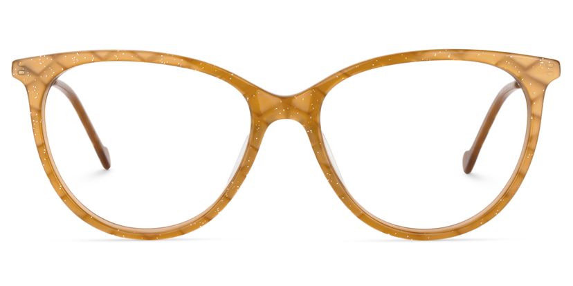 Cathy Round Earthy-Yellow Glasses