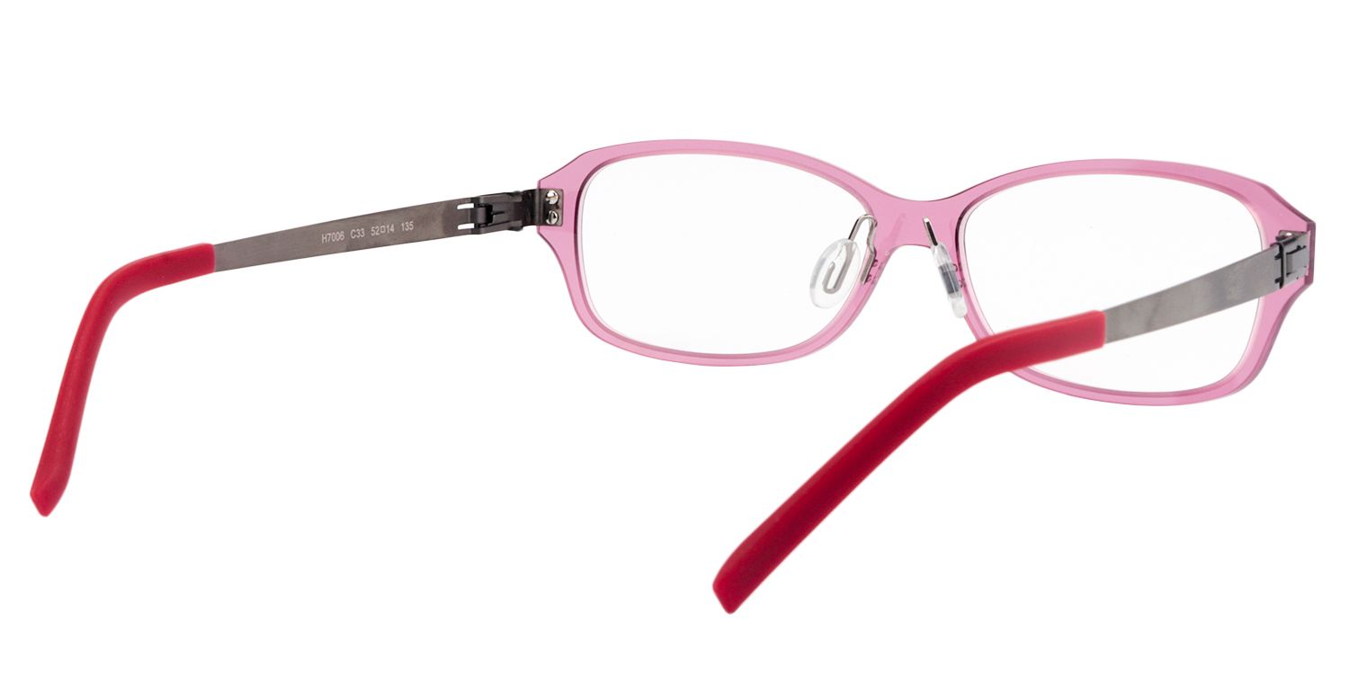 Rectangle Red-Pink Glasses | Zeelool Glasses5