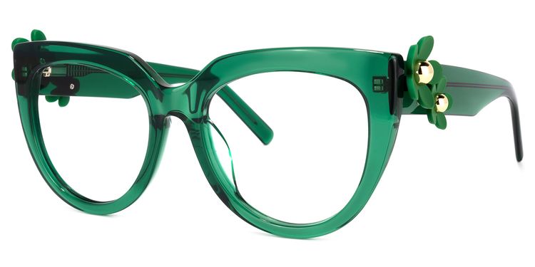 Miguel Cateye Dark-Green Glasses