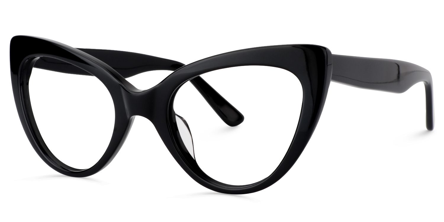 Claudette Cat Eye Pure Black Frame Glasses | ZEELOOL UK1