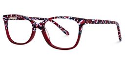 Clover Rectangle Dark Red Glasses2