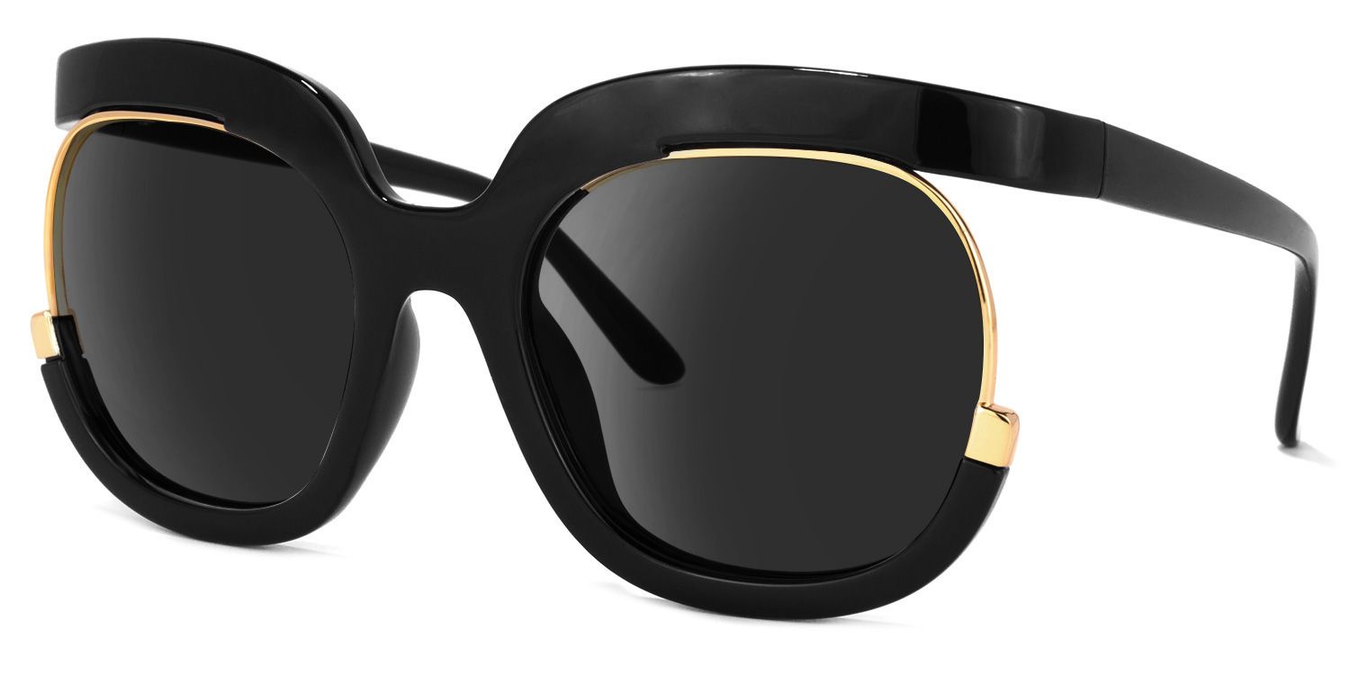 Darice Round Sunglasses with Mixed Black Frames | ZEELOOL CA1