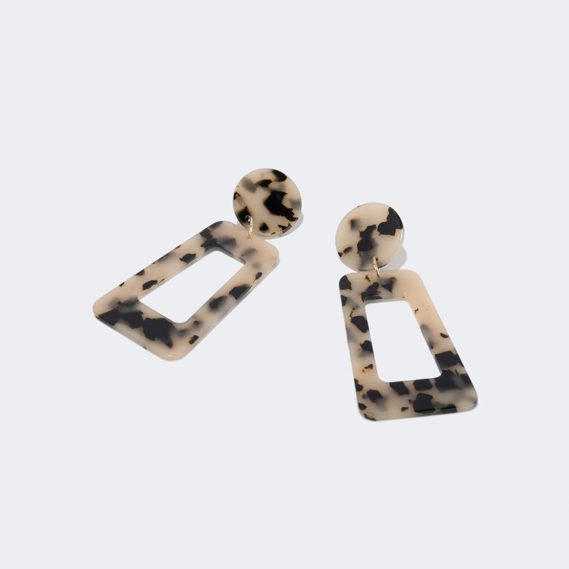 Stylish Geometric Light-Tortoise Earrings