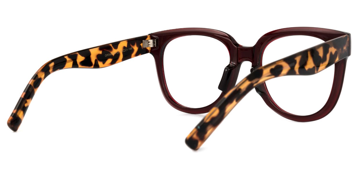 Harrell Square Eyeglasses with Dark-Red Frame3