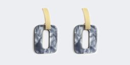Vintage Pattern Square Shaped Silver Gray Earrings2
