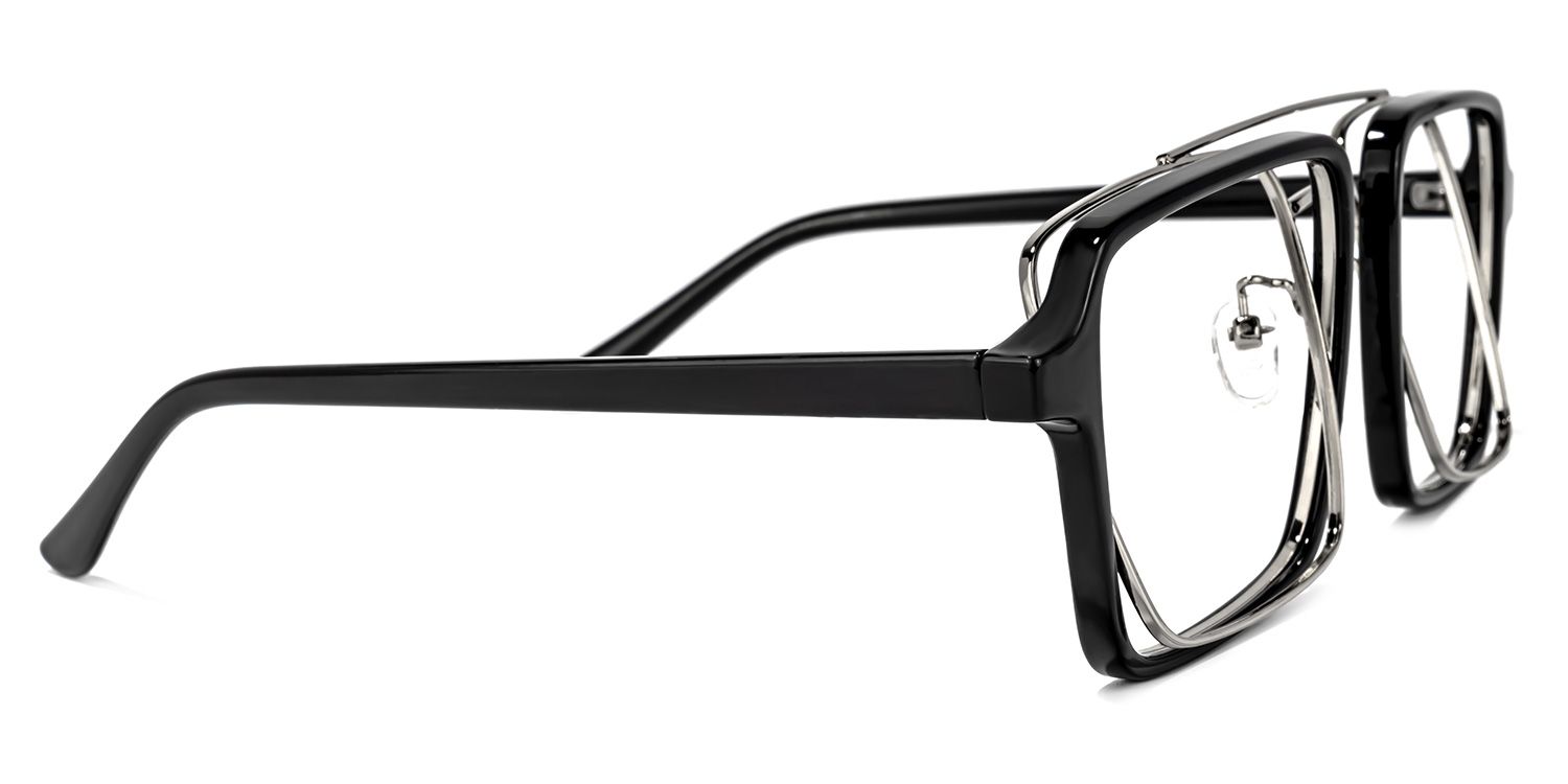 Aviator Black-Silver Glasses | Zeelool Glasses3