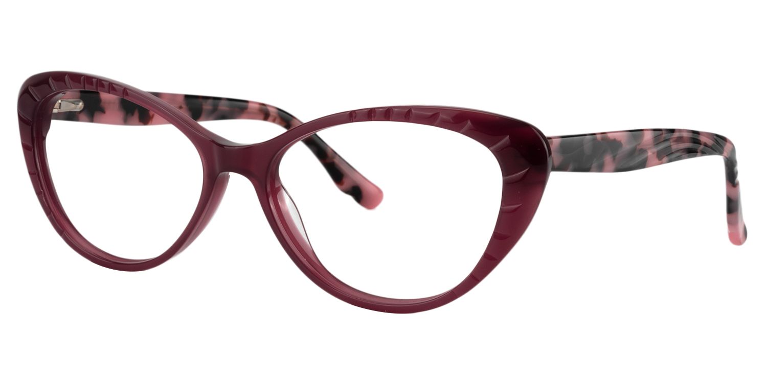 Cat eye Dark Red Glasses | Zeelool Glasses2