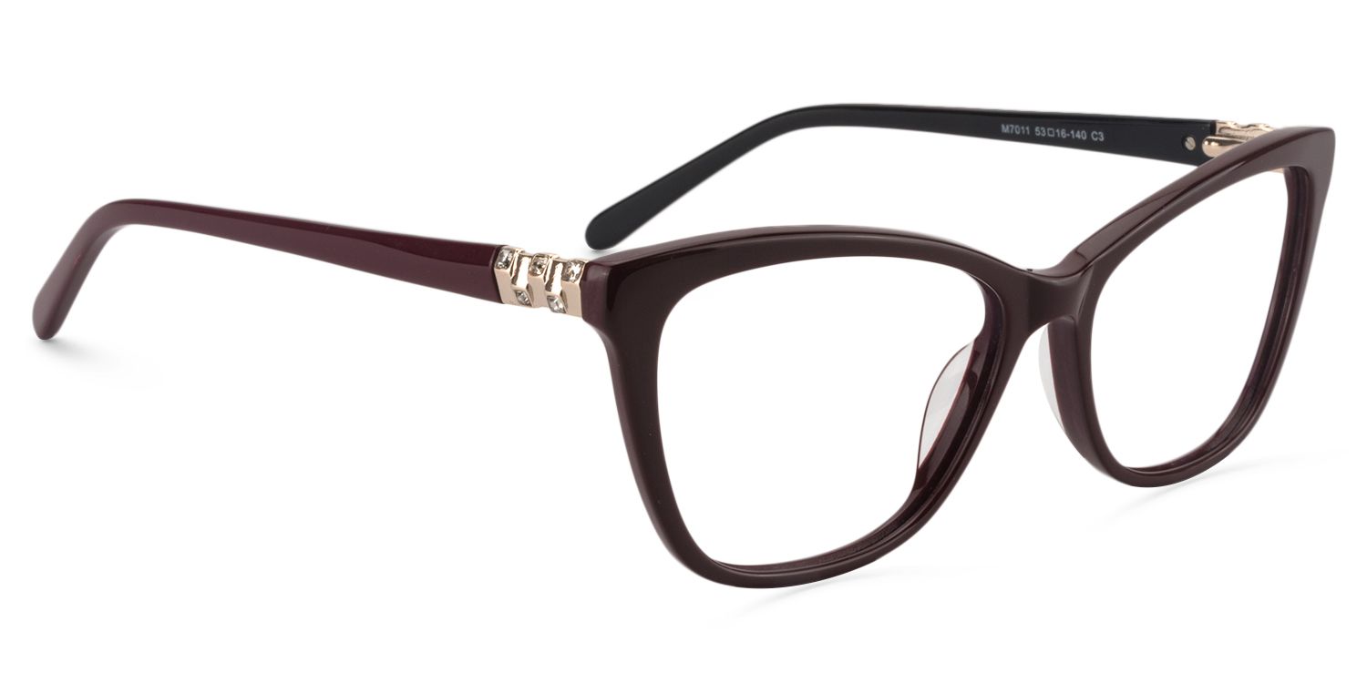 Cat eye Dark Red Glasses | Zeelool Glasses2