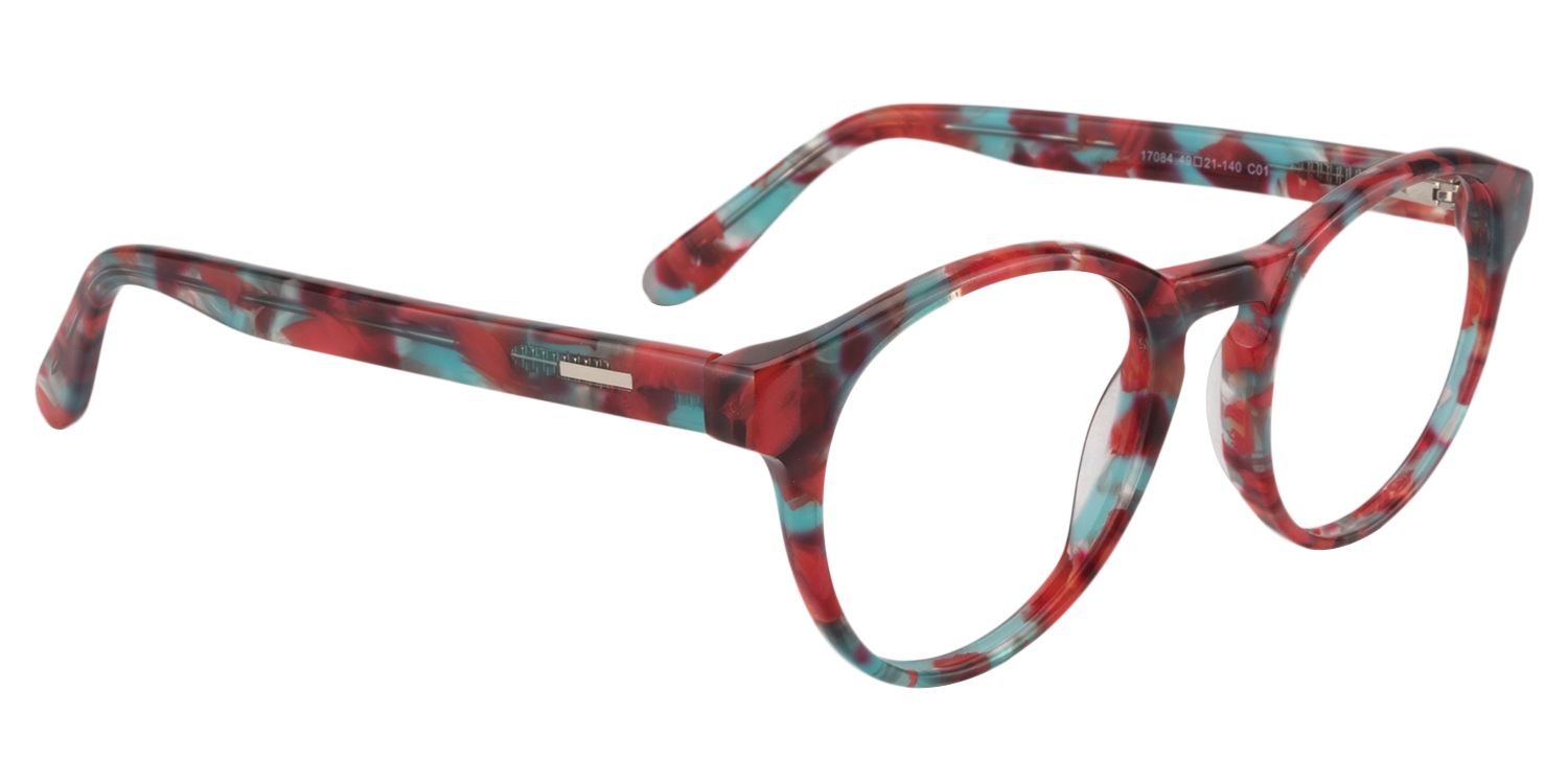 Round Red Floral Glasses | Zeelool Glasses3