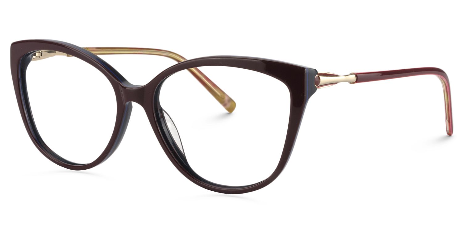 Cat eye Dark Red Glasses | Zeelool Glasses2