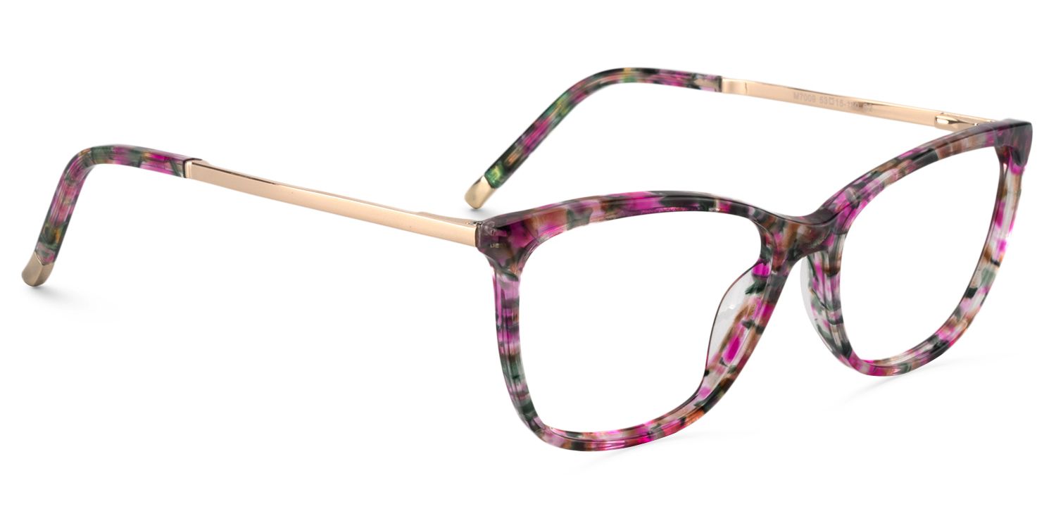 Square Red Floral Glasses | Zeelool Glasses2