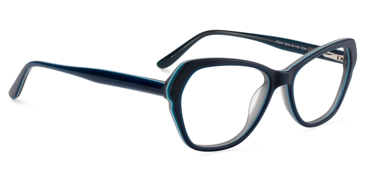 Rectangle Dark Blue Glasses | Zeelool Glasses3