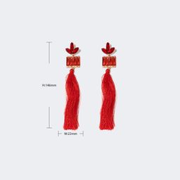 Stylish Long Tassels Red Earrings2