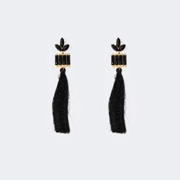 Stylish Long Tassels Black Earrings1