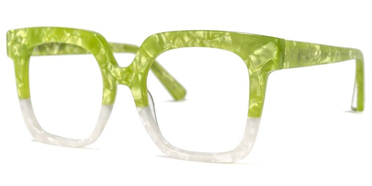 Dexter Square Green-White Glasses