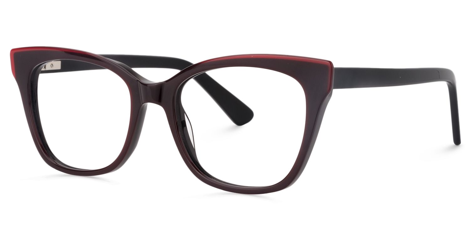Square Dark Red Glasses | Zeelool Glasses2
