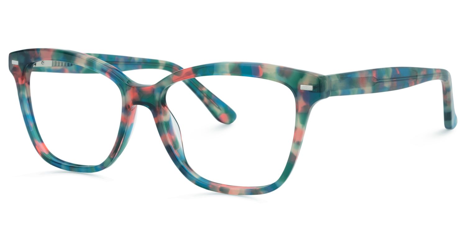 Square Green Floral Glasses | Zeelool Glasses2