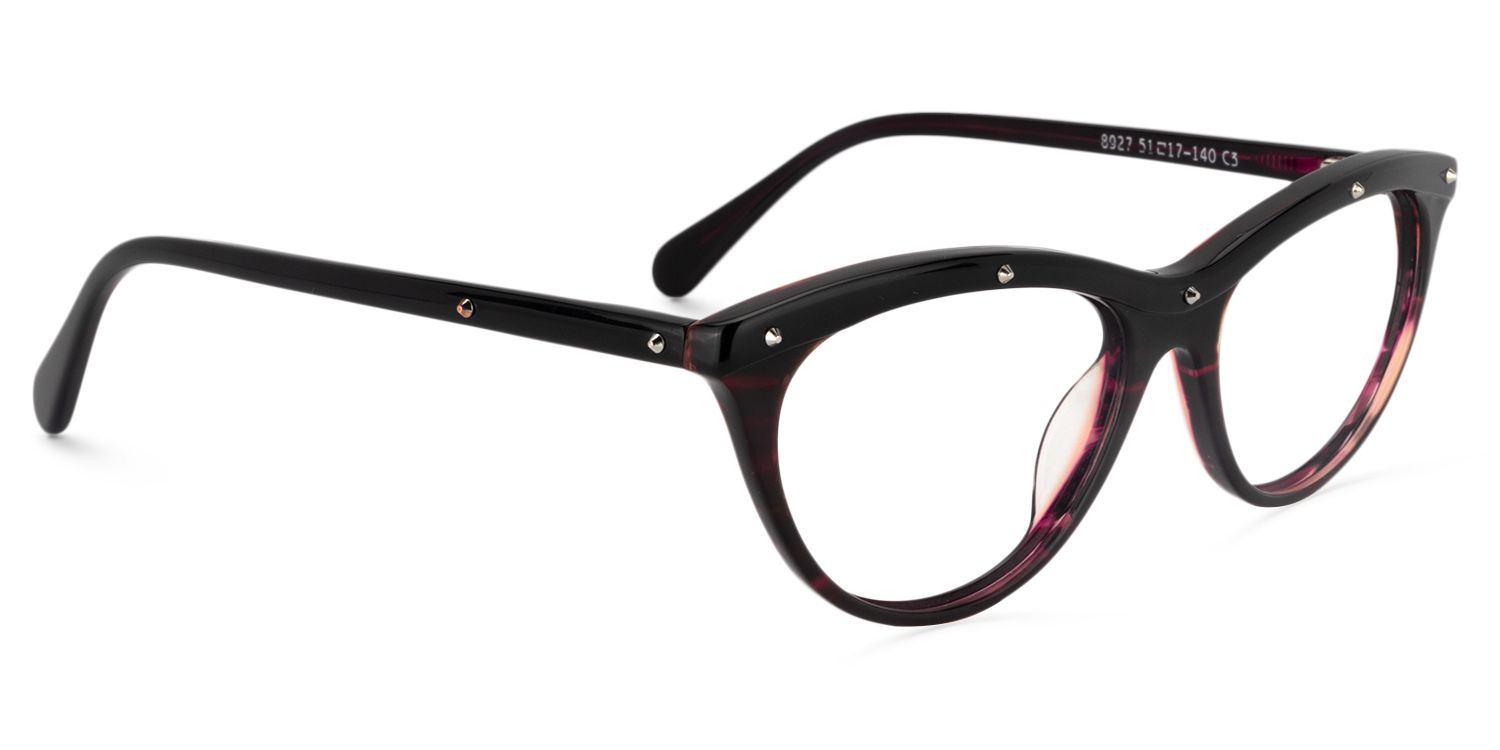 Cat Eye Black-Red Glasses | Zeelool Glasses2