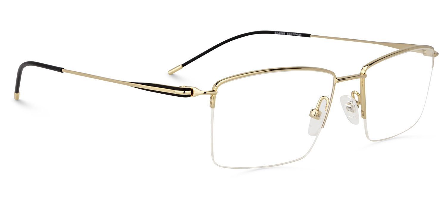 Rectangle Gold Glasses | Zeelool Titanium Eyeglasses2