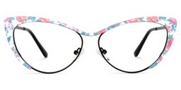 Ellen Cateye Red-Floral Glasses0