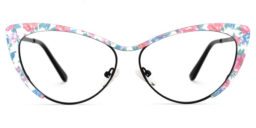 Ellen Cateye Red-Floral Glasses