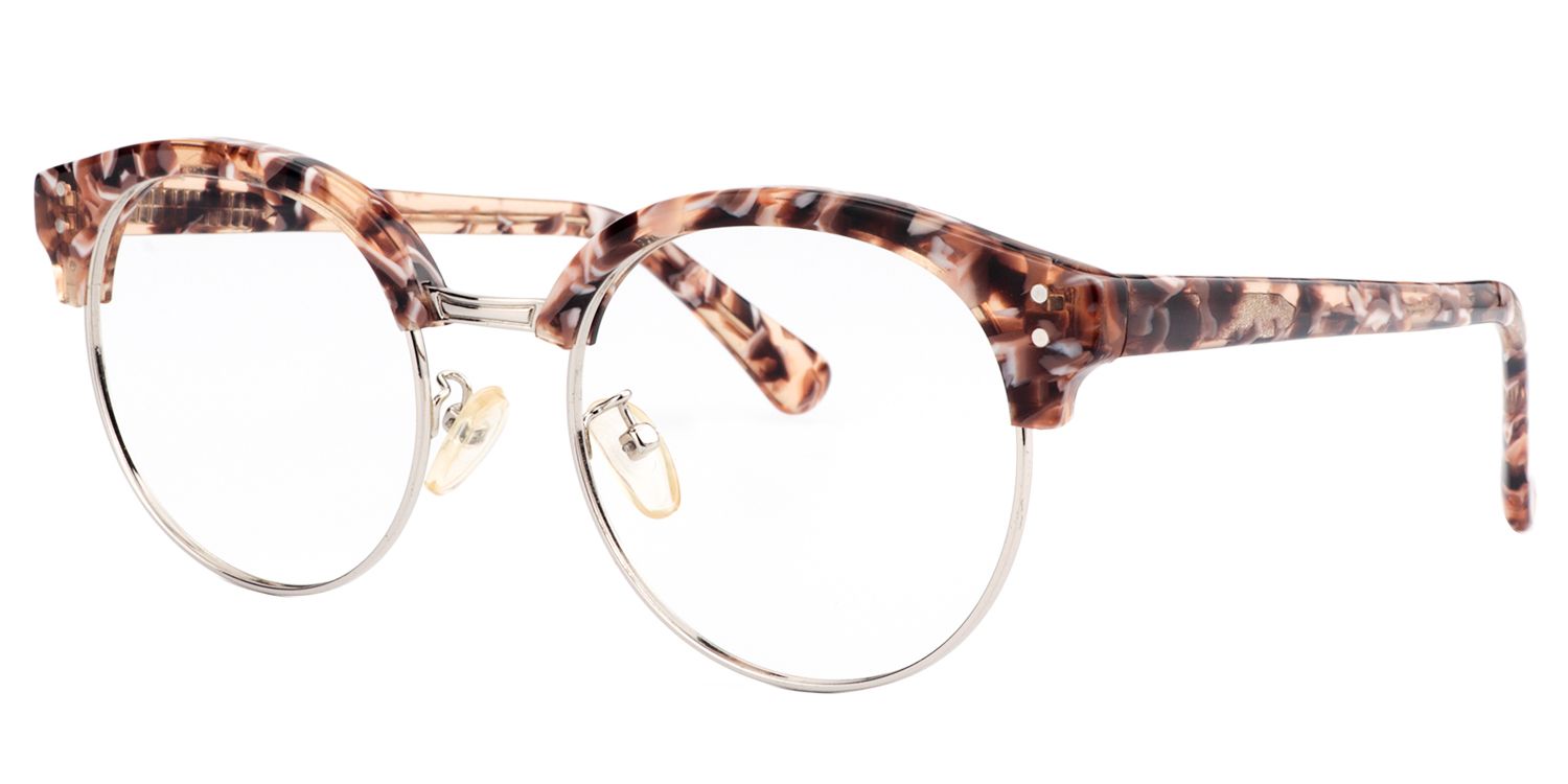 Round Brown/Pattern Glasses | Zeelool Glasses3