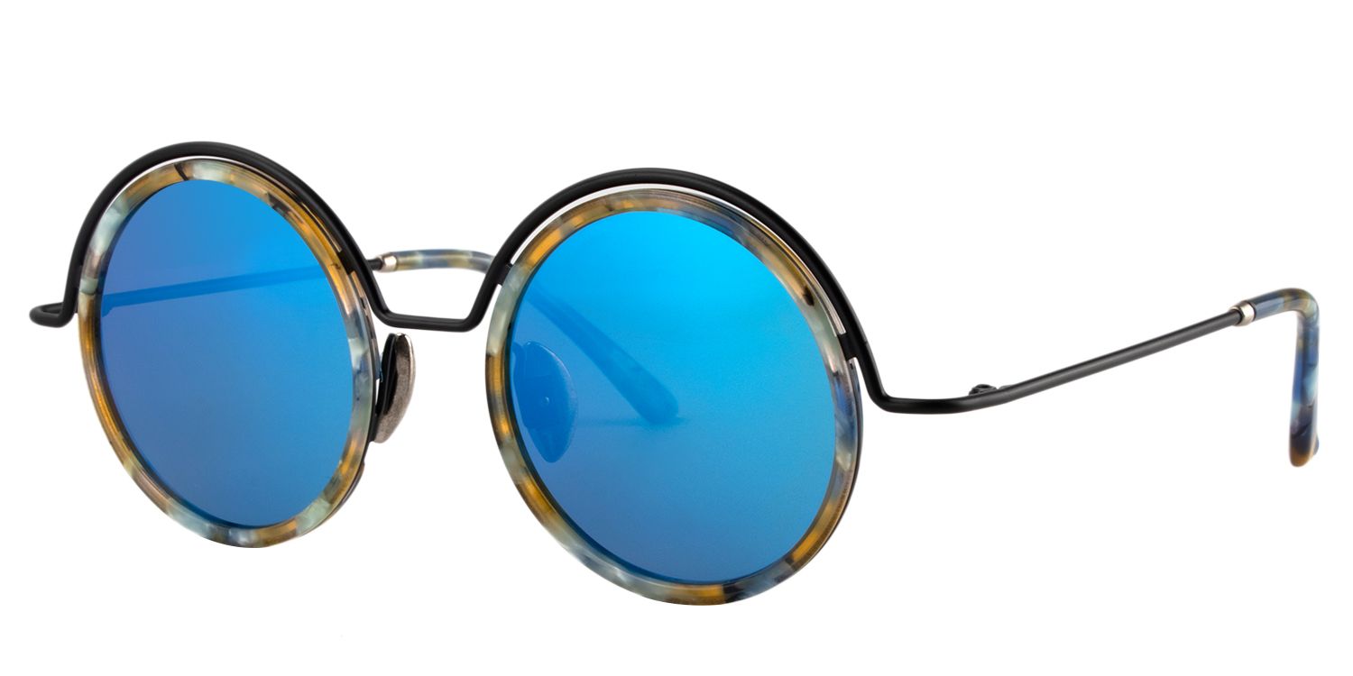 Round Blue Floral Sunglasses | Zeelool Sunglasses3