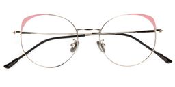Sharon Cat Eye Pink/Sliver Glasses1