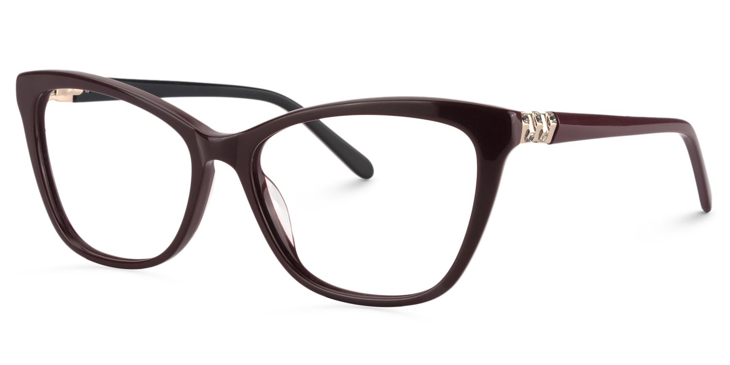 Cat eye Dark Red Glasses | Zeelool Glasses3