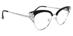 Hearn Cat Eye Black-Silver Glasses2