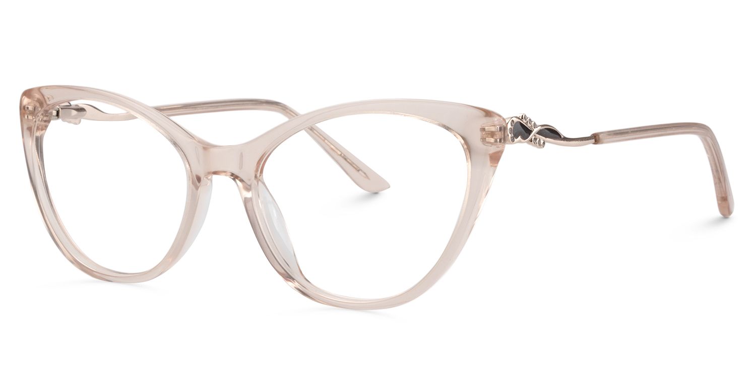 Cat Eye Beige Clear Glasses | Zeelool Glasses2