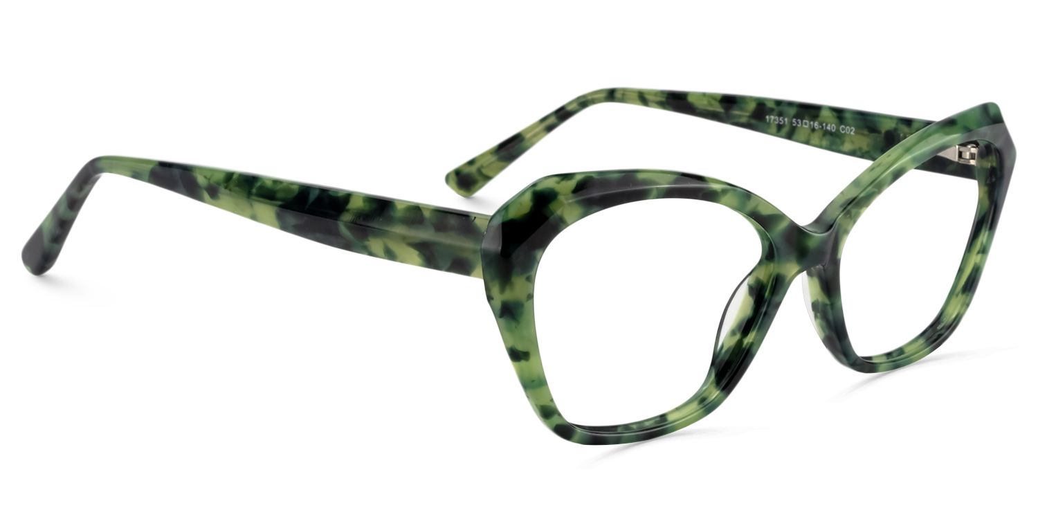 Rectangle Green Floral Glasses | Zeelool Glasses3