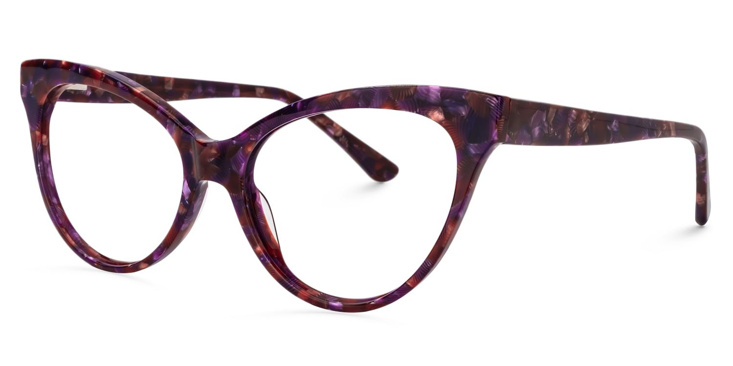 Cat Eye Purple Pattern Glasses | Zeelool Glasses3