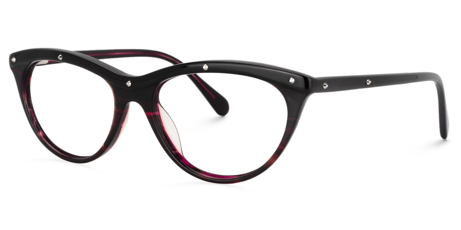 Cat Eye Black-Red Glasses | Zeelool Glasses3