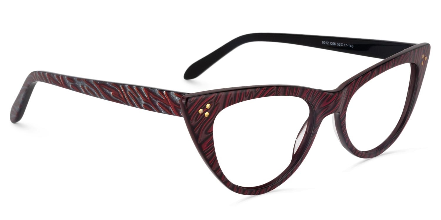 Cat-Eye Dark-Red Glasses | Zeelool Glasses3