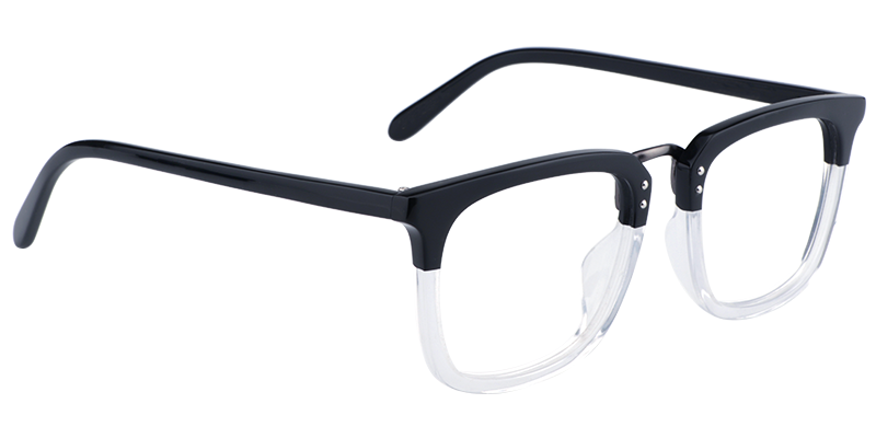 Rectangle Black-Clear Glasses | Zeelool Prescription Glasses3