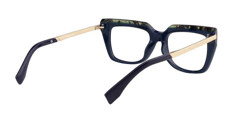 Rectangle Dark Blue Glasses | Zeelool Prescription Glasses5