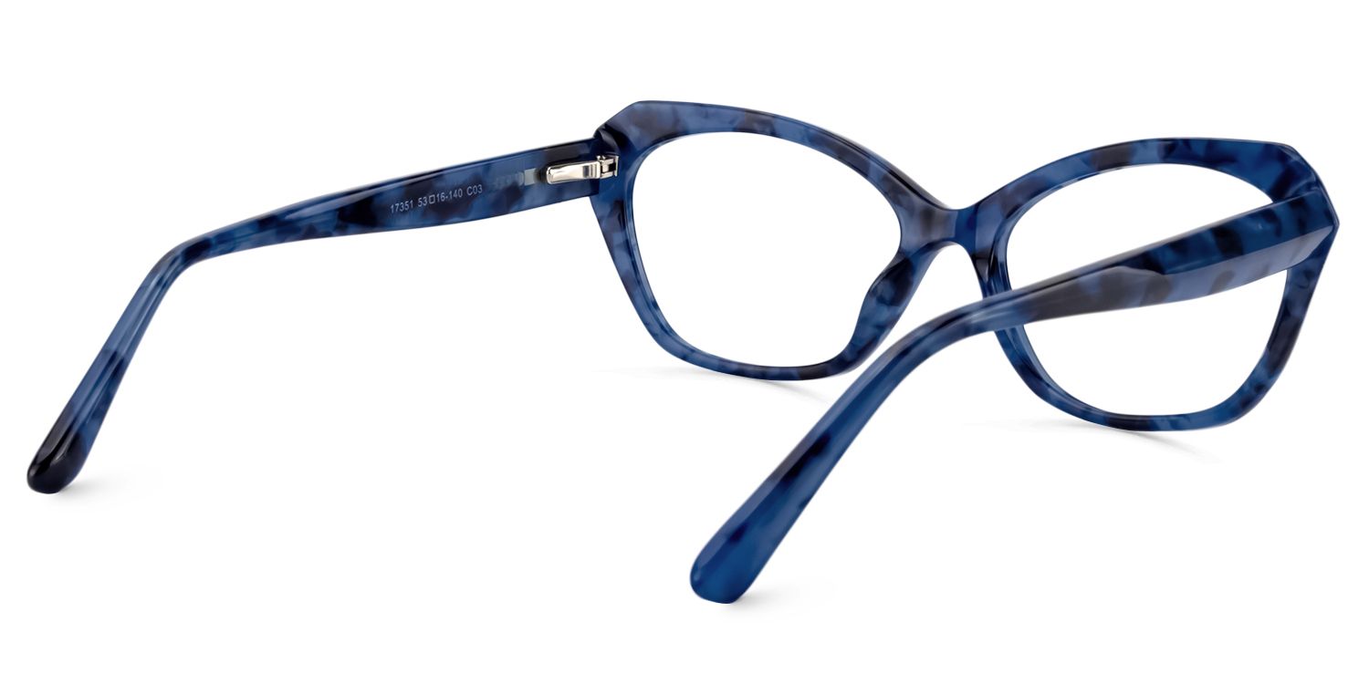 Rectangle Blue Floral Glasses | Zeelool Glasses5