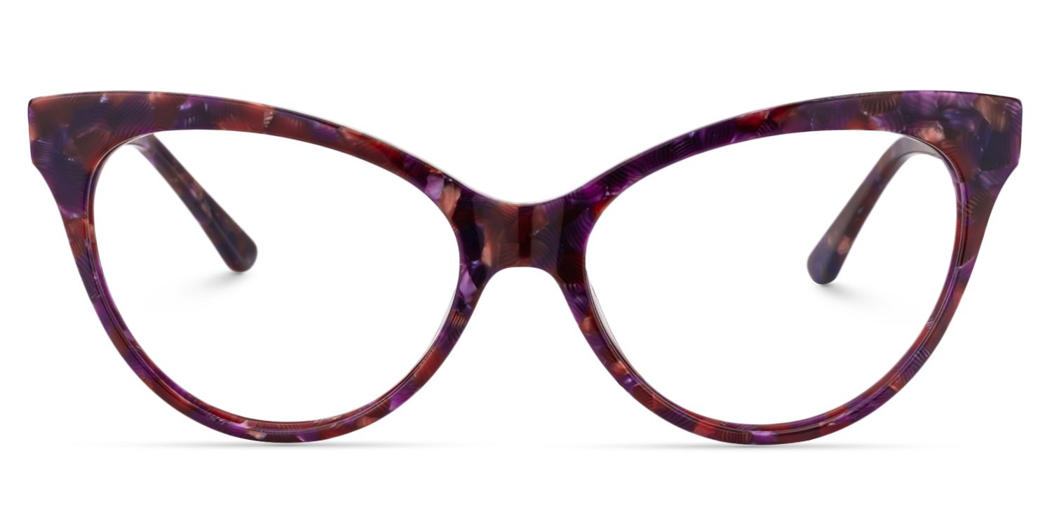 Cat Eye Purple Pattern Glasses | Zeelool Glasses0