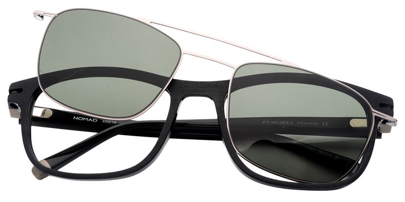 Adolf Aviator Clip-On Black Glasses