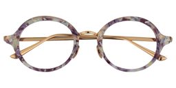 Fiona Round Purple Pattern Glasses1