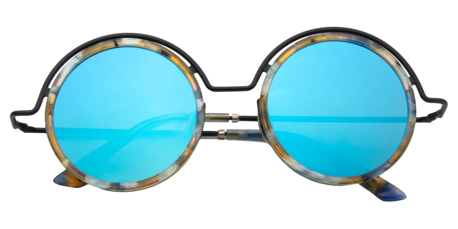 Round Blue Floral Sunglasses | Zeelool Sunglasses1