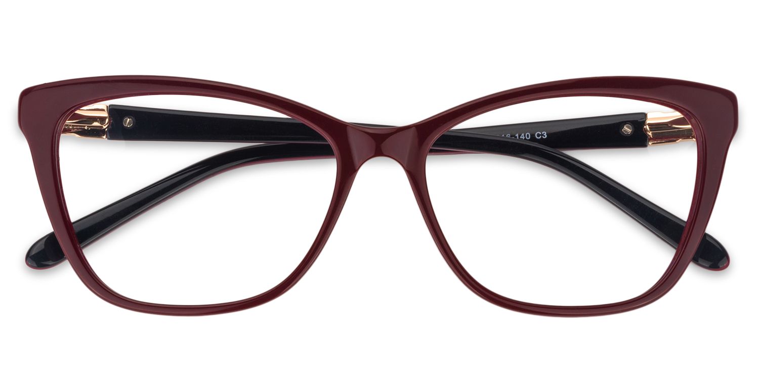 Cat eye Dark Red Glasses | Zeelool Glasses1