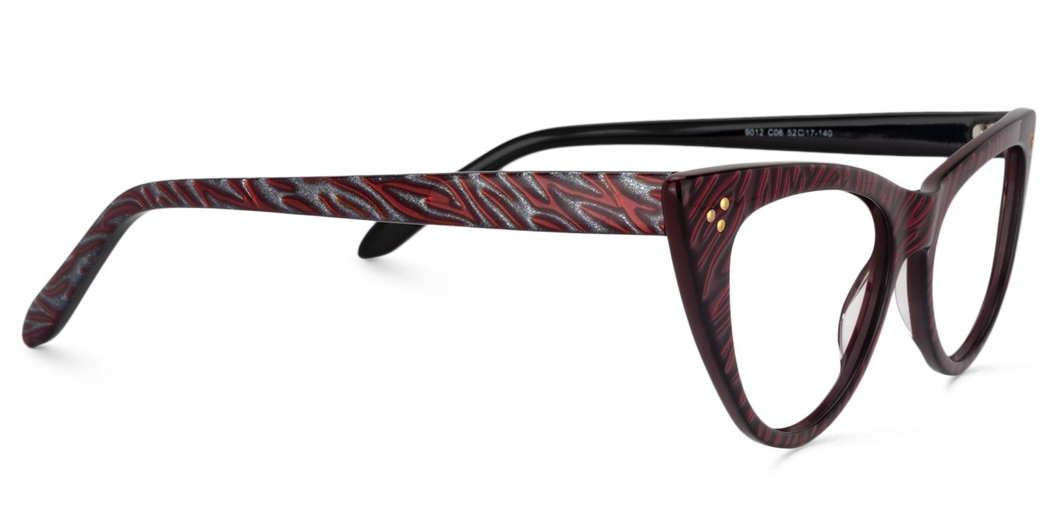 Cat-Eye Dark-Red Glasses | Zeelool Glasses4