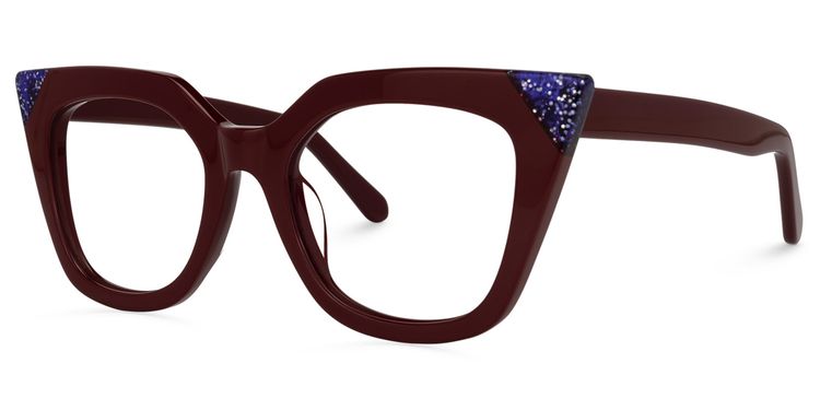 Debnath Cateye Dark-Red Glasses
