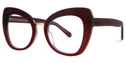 Blanquie Cateye Dark-Red Glasses1
