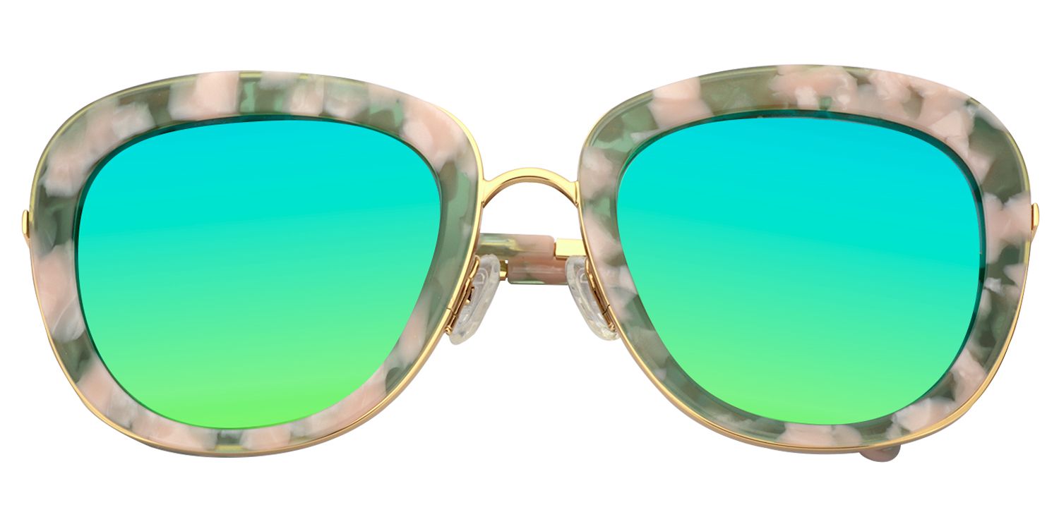 Pattern Round Green Sunglasses | Zeelool Sunglasses1