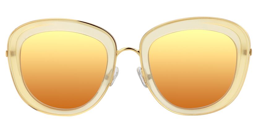 Suzanne Pattern Round Yellow Sunglasses