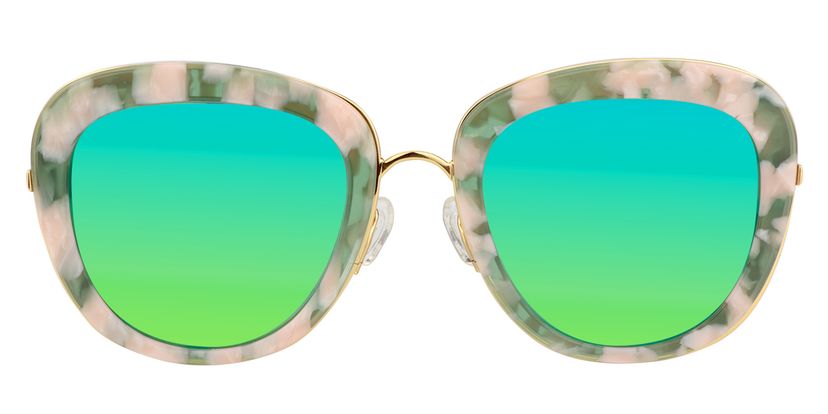 Suzanne Pattern Round Green Sunglasses