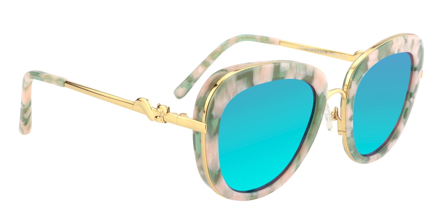 Pattern Round Green Sunglasses | Zeelool Sunglasses2